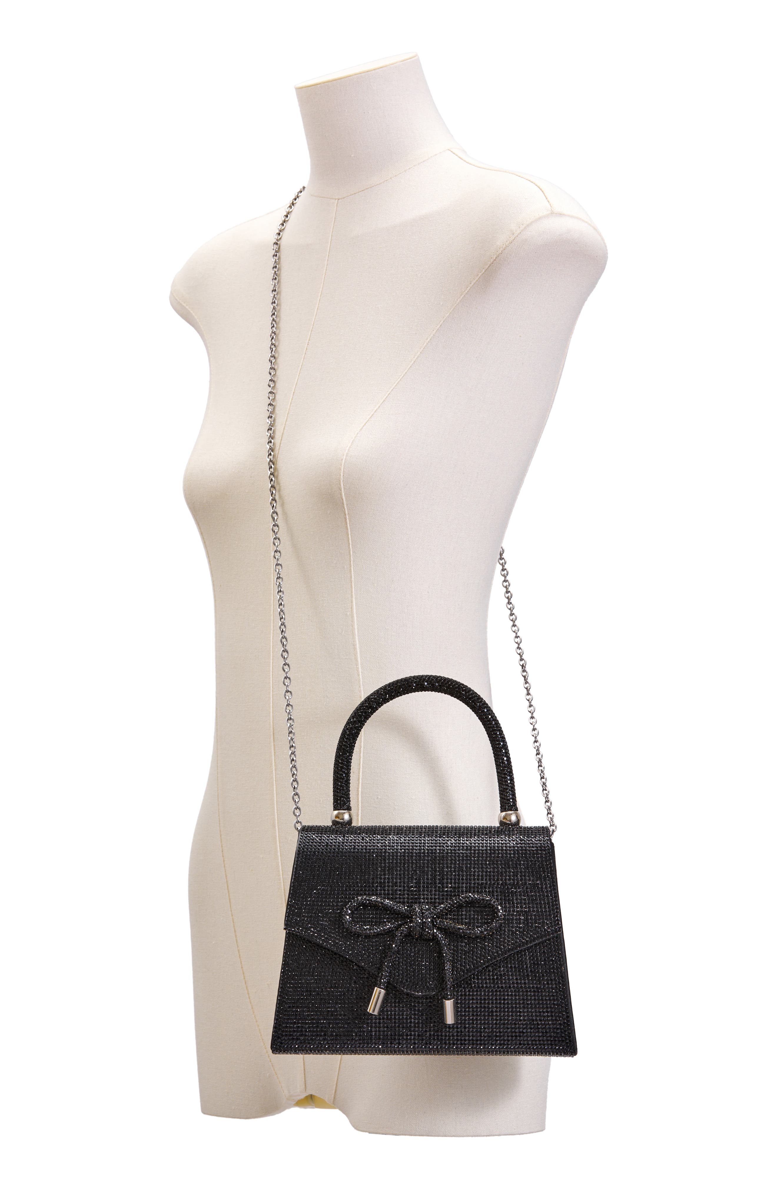 LADY COUTURE Rhinestone Top Handle Evening Bag, Alternate, color, Black