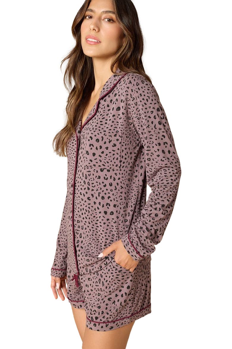 Aria Slim Notch Collar Long Sleeve Short Set, Alternate, color, Wild Driftwood