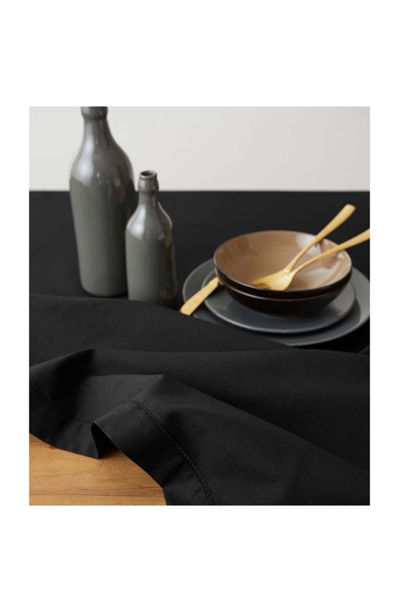 Solino Home Cotton Linen Hemstitch Tablecloth, Alternate, color, Black