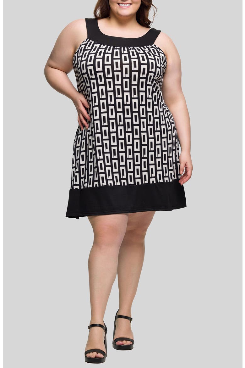 Geo Print Sleeveless Knit Dress, Main, color, BLACK MULTI