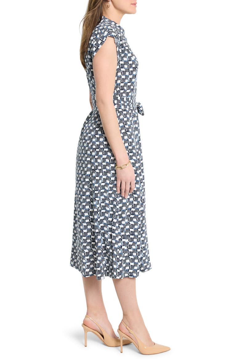 Sonni Basket Weave Print Belted Midi Shirtdress, Alternate, color, INDIGO MULTI