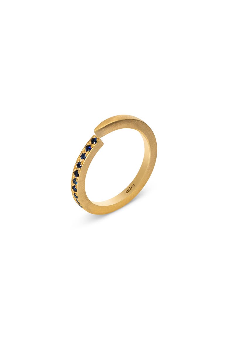 Crescent Moon Ring Natural Sapphire. Handmade in Italy, Main, color, Sapphire