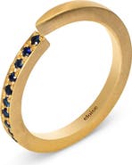 Eloise Jewelry Crescent Moon Ring Natural Sapphire. Handmade in Italy