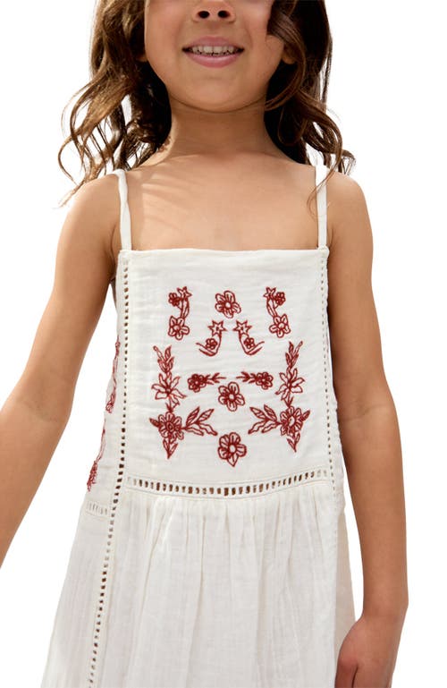 Raffya Kids Eina Ladder Insert Embroidered Dress In White