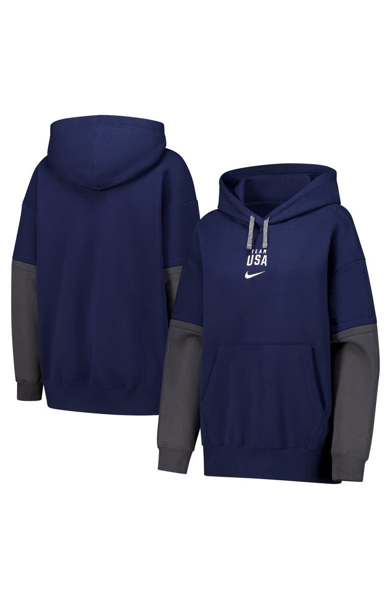 Nike Women's Nike Navy Team USA Color Block Essential Pullover Hoodie, Main, color, Navy