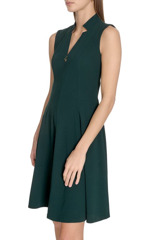 Calvin Klein Zip Front A-line Dress In Green