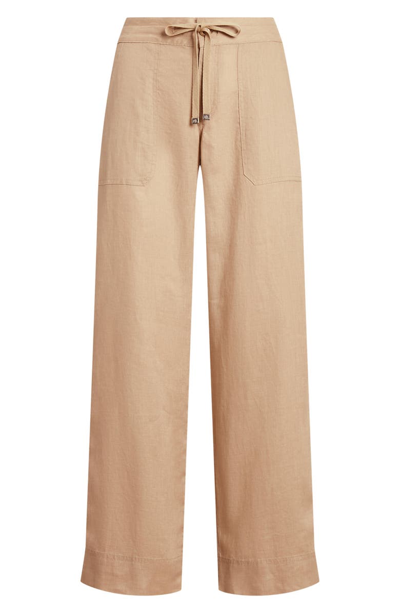 Lauren Ralph Lauren Wide Leg Linen Pants, Alternate, color, Birch Tan