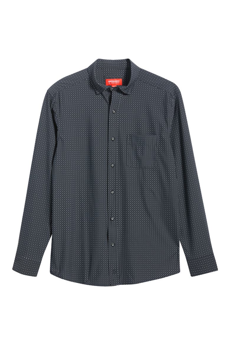 XC+™ Motion Microdot Knit Button-Up Shirt, Alternate, color, BLACK CIRCLE DIAMOND PRINT