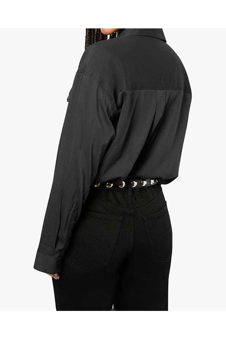 Boxy Button Down Shirt, Alternate, color, BLACK