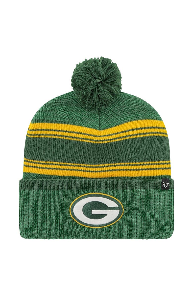 '47 Men's '47 Green Green Bay Packers Fadeout Cuffed Knit Hat with Pom, Main, color, Green