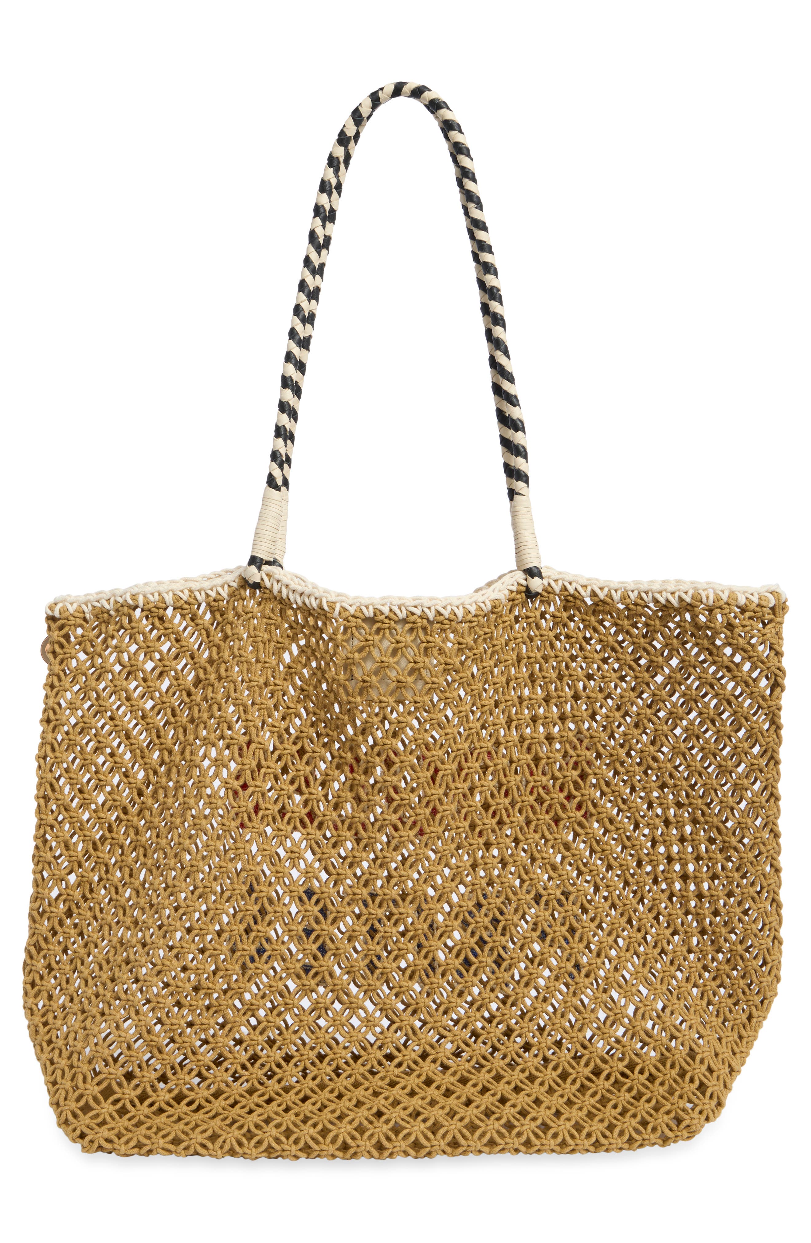 Lété Moules Frites Cotton Crochet Tote, Alternate, color, TAN