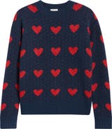Caslon® Jacquard Heart Crewneck Sweater
