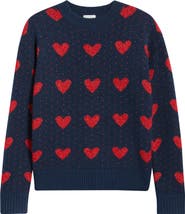 Caslon® Jacquard Heart Crewneck Sweater