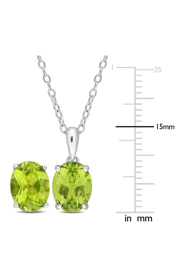 Oval Cut Peridot Solitaire Pendant Necklace & Stud Earrings Set, Alternate, color, GREEN