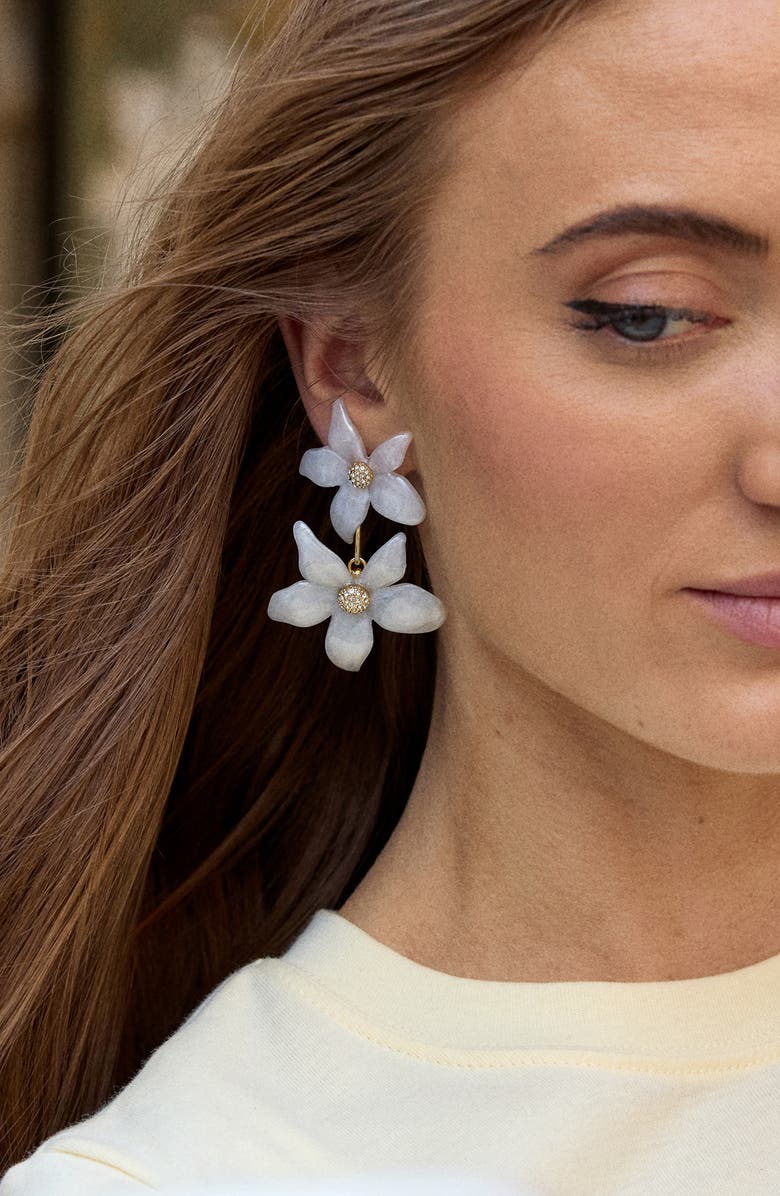 BaubleBar Faye Floral Drop Earrings, Alternate, color, White