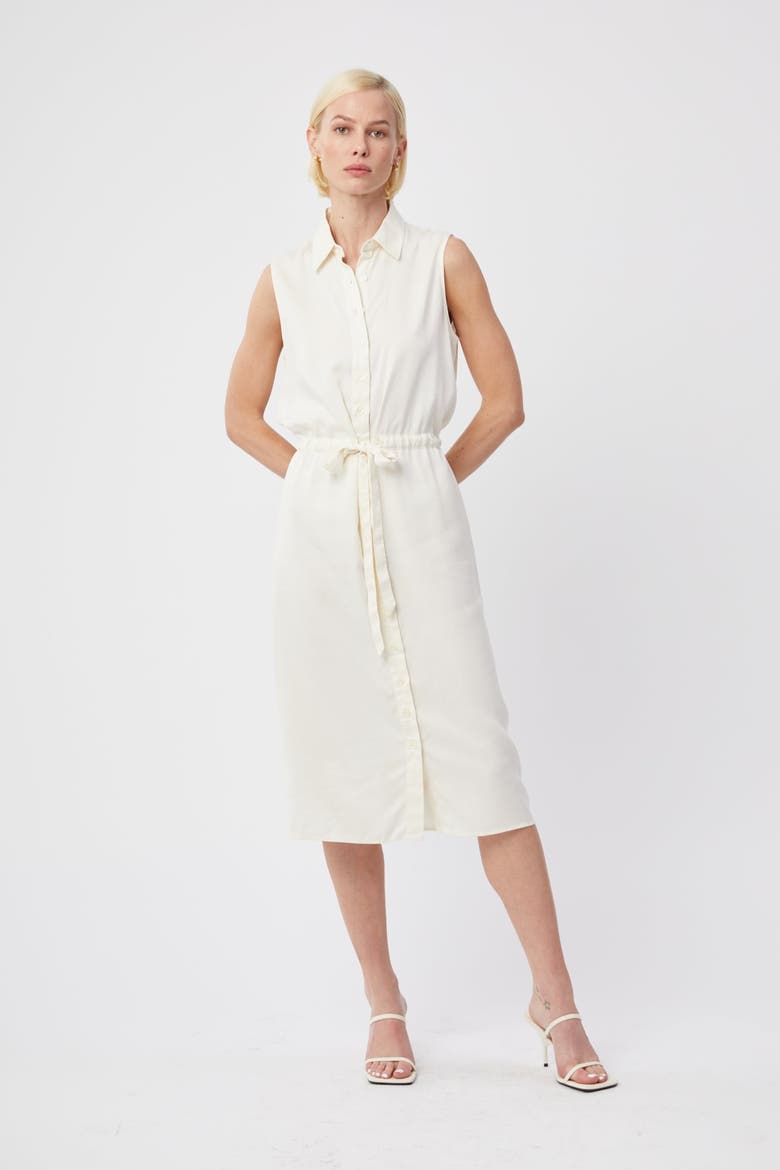 The Sleeveless Shirtdress w/ Tie Waist, Alternate, color, Cream Tencel