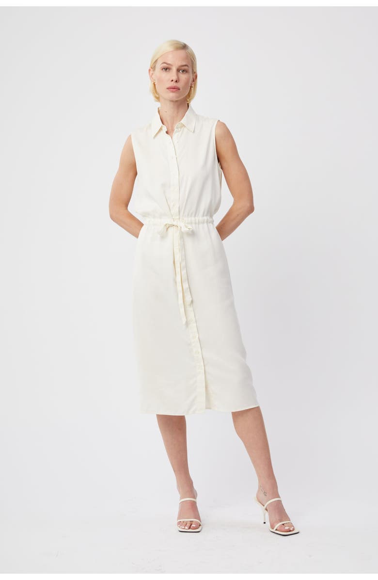 The Shirt The Sleeveless Shirtdress w/ Tie Waist, Alternate, color, Cream Tencel