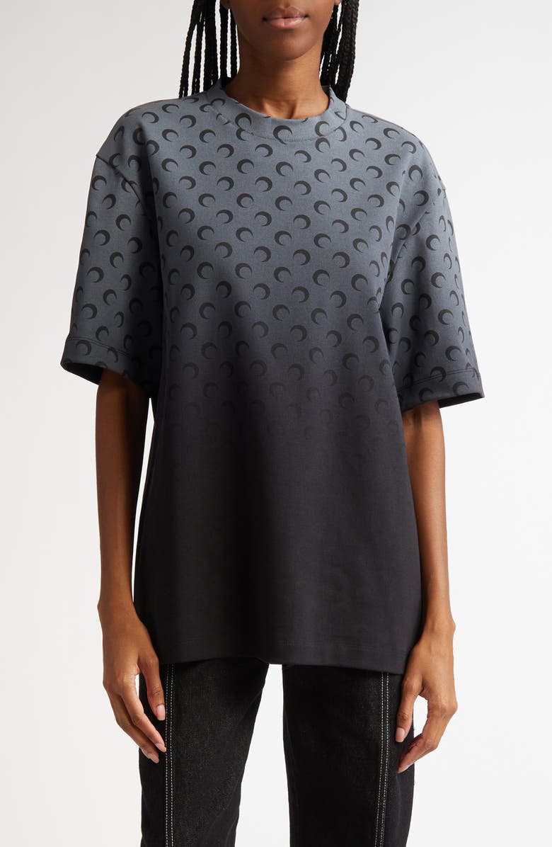 Marine Serre Moon Print Ombré Cotton T-Shirt, Main, color, 