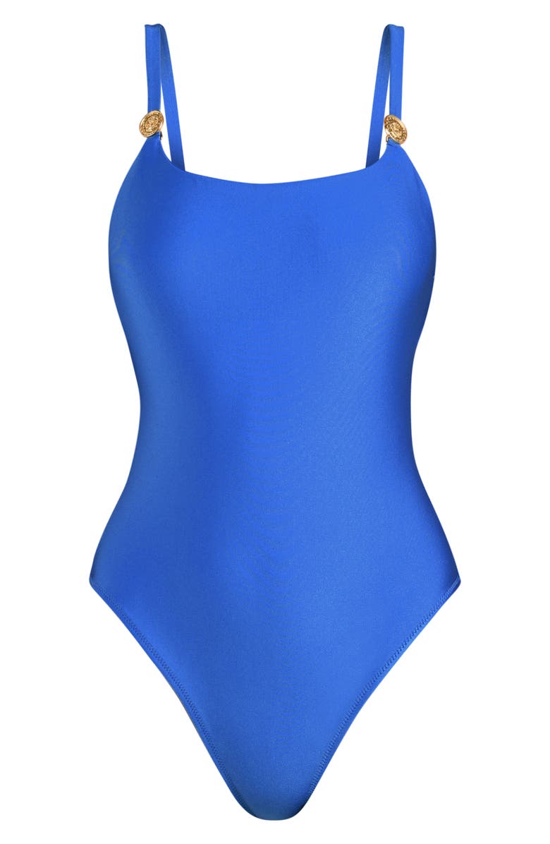 L'AGENCE Remi Shimmer One-Piece Swimsuit, Alternate, color, Capri Blue