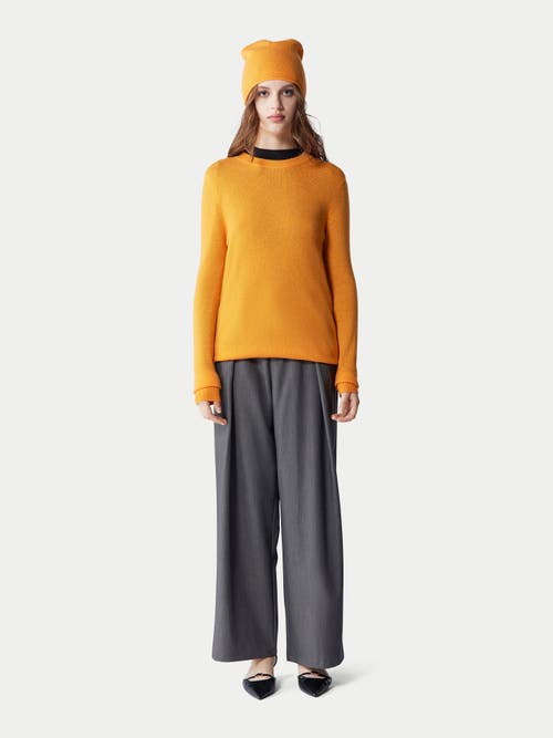 Gobi Mongolian Cashmere Cashmere Hat And Sweater Set In Apricot