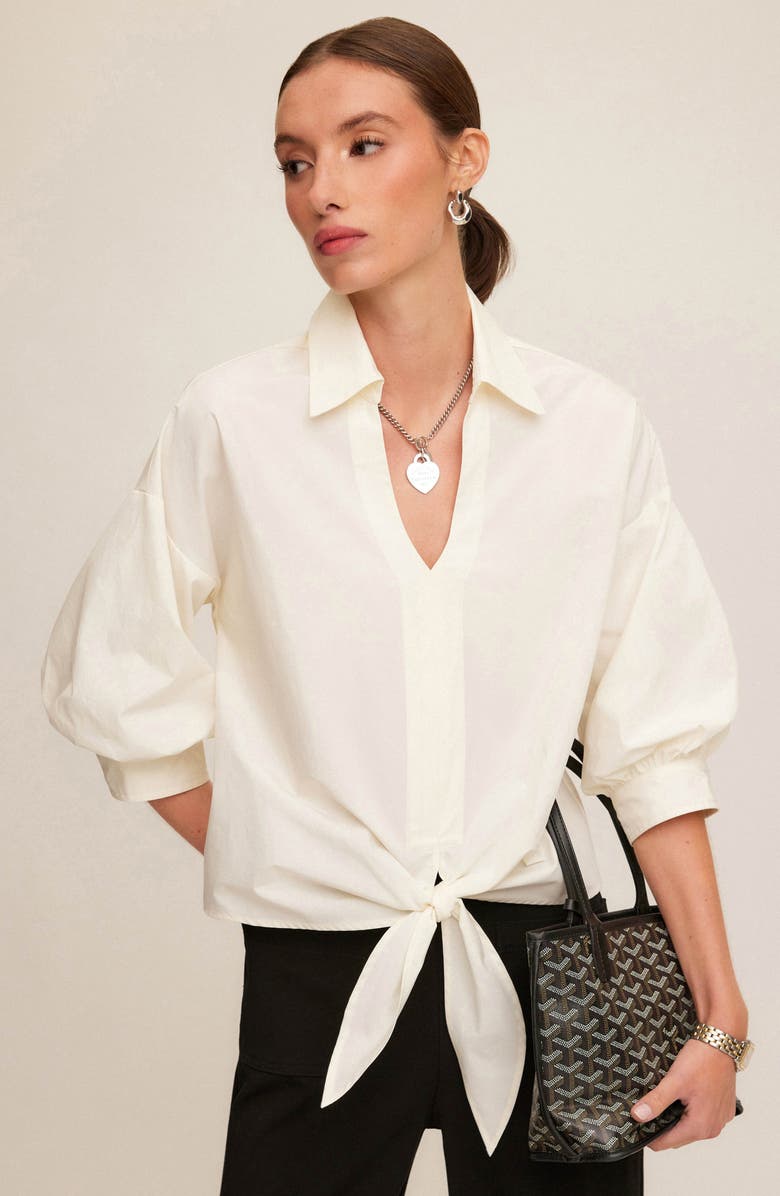 FIFTEEN TWENTY Jena Tie Front Cotton Top, Alternate, color, 