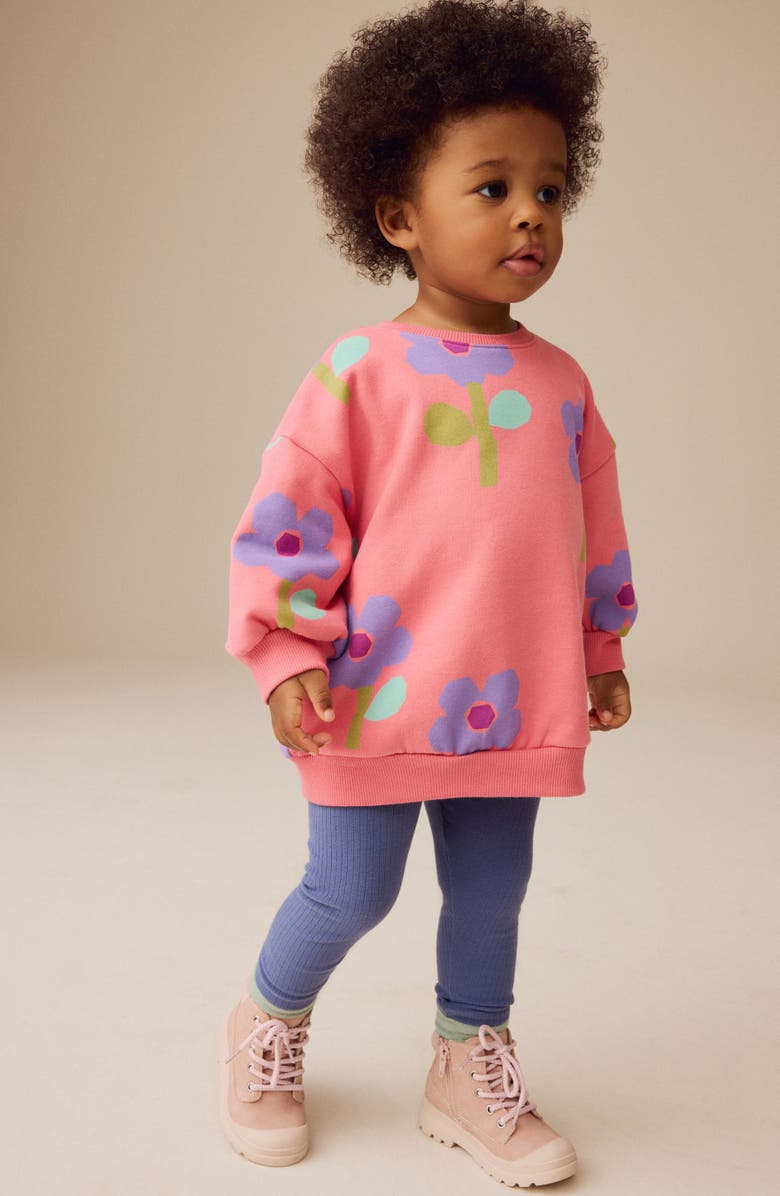 NEXT Kids' Flower Oversize Sweatshirt & Leggings Set, Alternate, color,