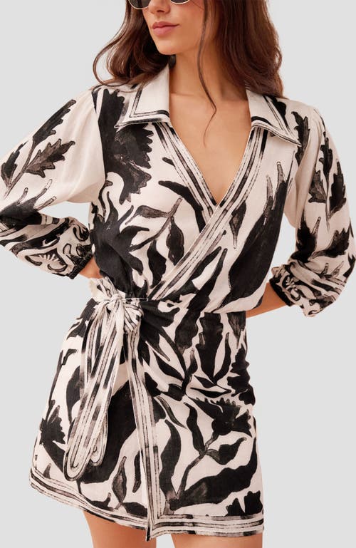 Omika Avery Wrap Mini Dress In Caviar In Black