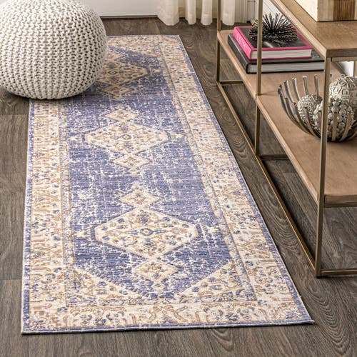 Jonathan Y Khilana Floral Medallion Chambray Area Rug In Lavender/gray