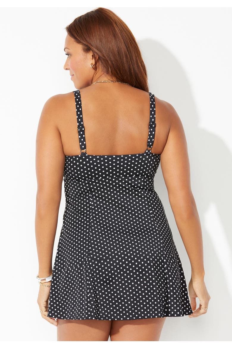 Squareneck Swimdress, Alternate, color, White Dots