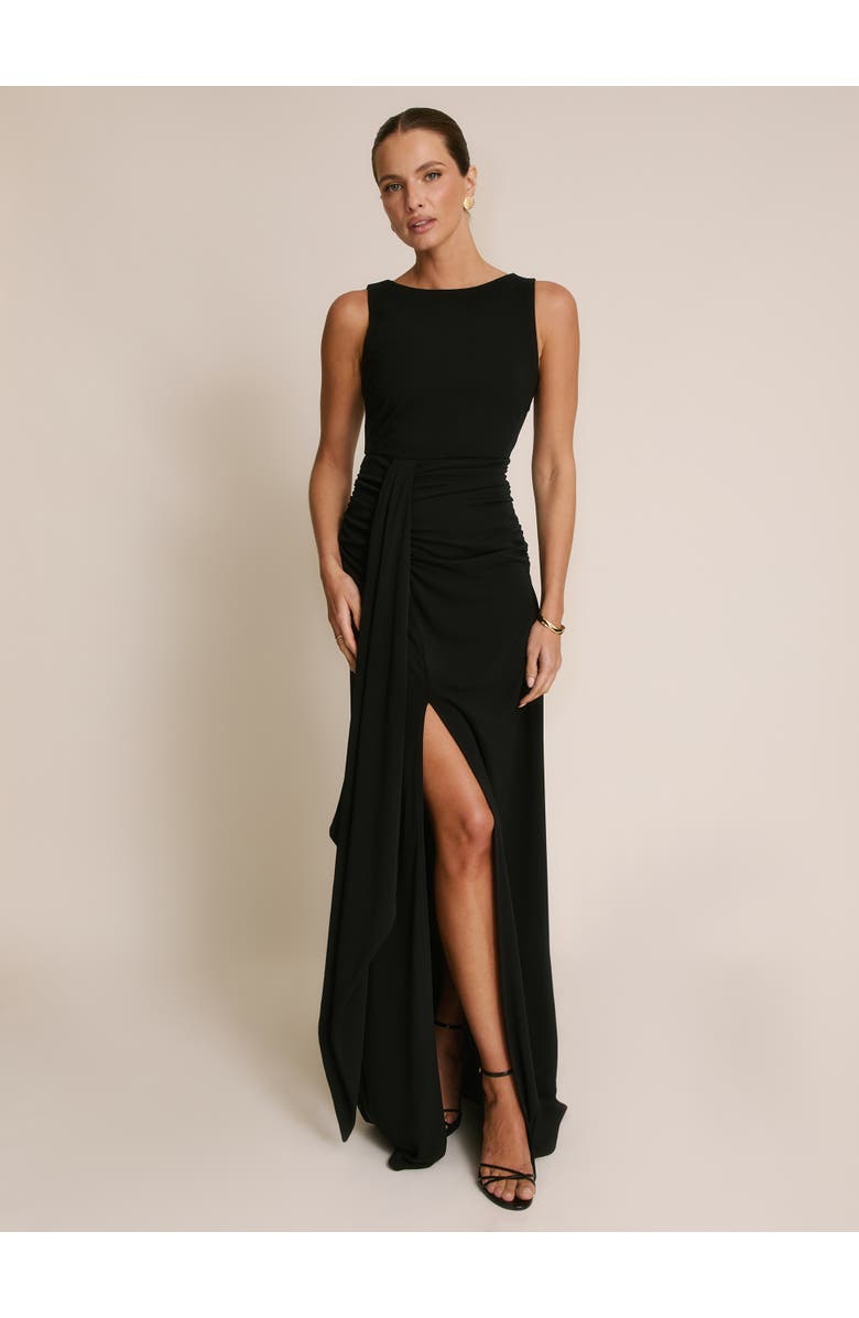 Six Stories Drape Gathered Sleeveless Stretch, Main, color, Black