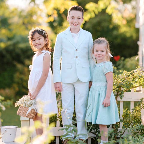 Girls' Organic Eyelet Bow Shoulder Dress, Toddler