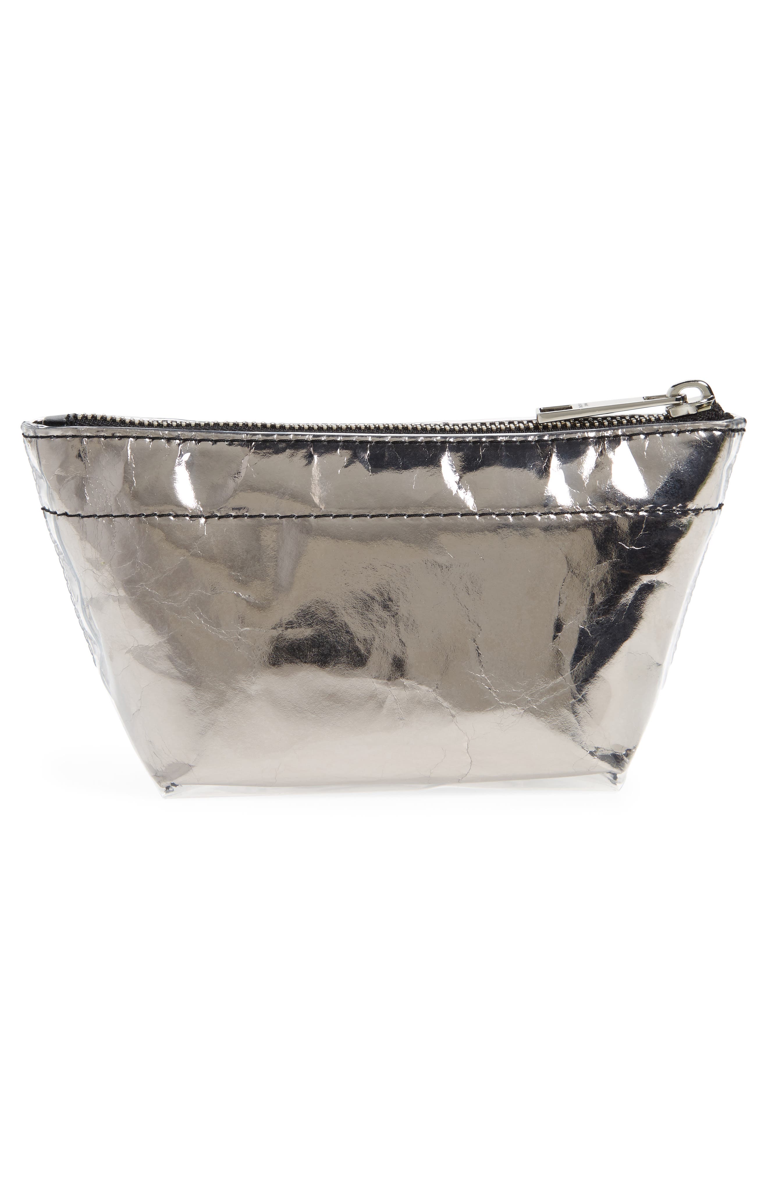 MARC JACOBS The Foil Pouch Cosmetics Case, Alternate, color, SILVER
