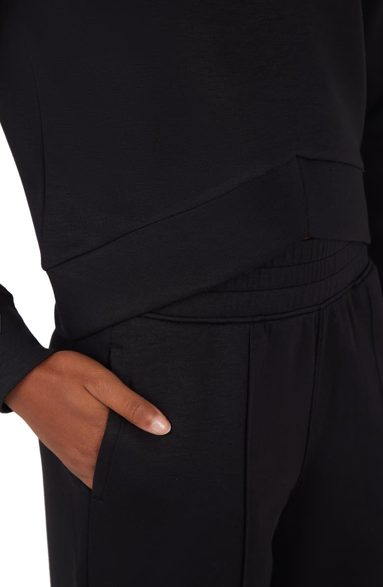 90 DEGREE BY REFLEX Kids' Scuba Knit Sweatshirt & Wide Leg Pants Set, Alternate, color, Black