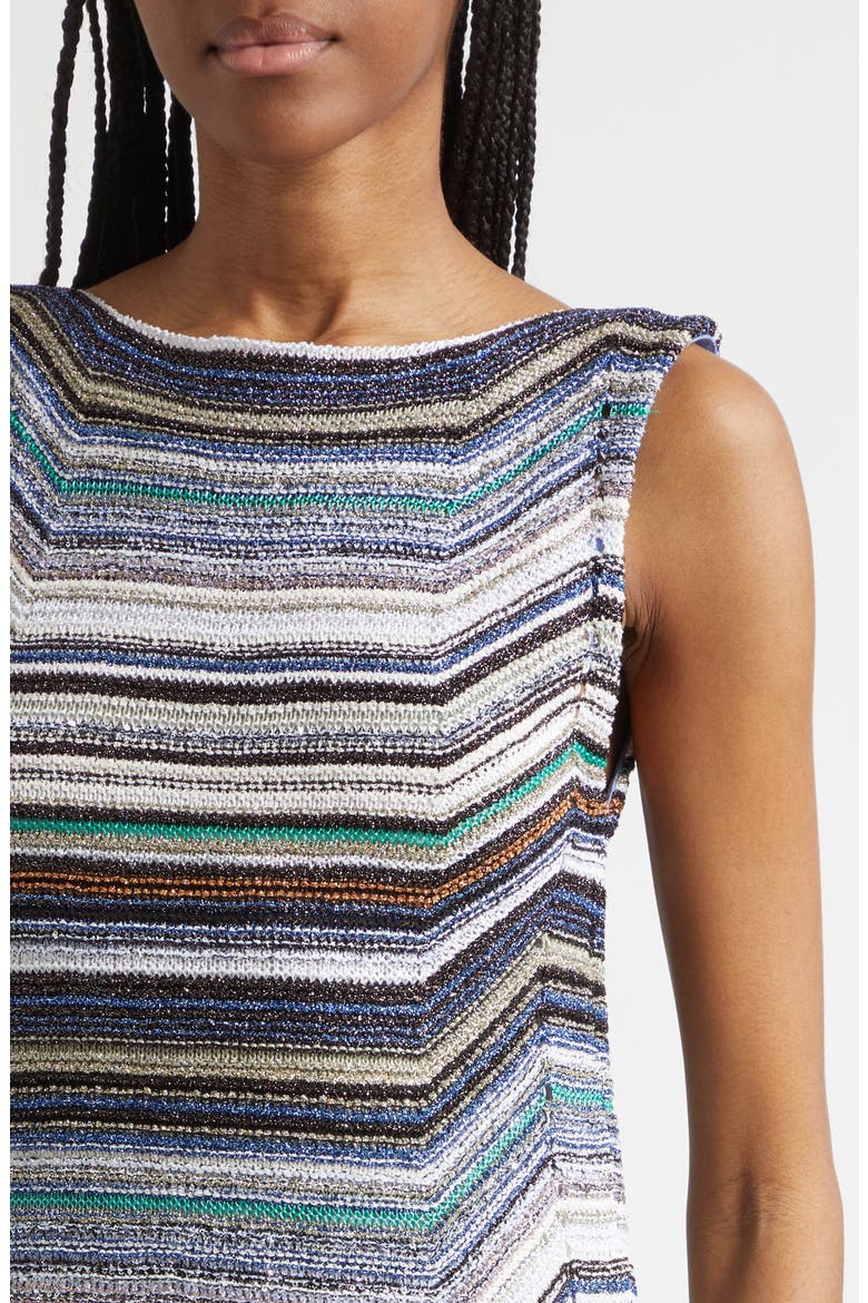 Metallic Chevron Stripe Sweater Dress, Alternate, color, MULTICOLOR COLD TONES