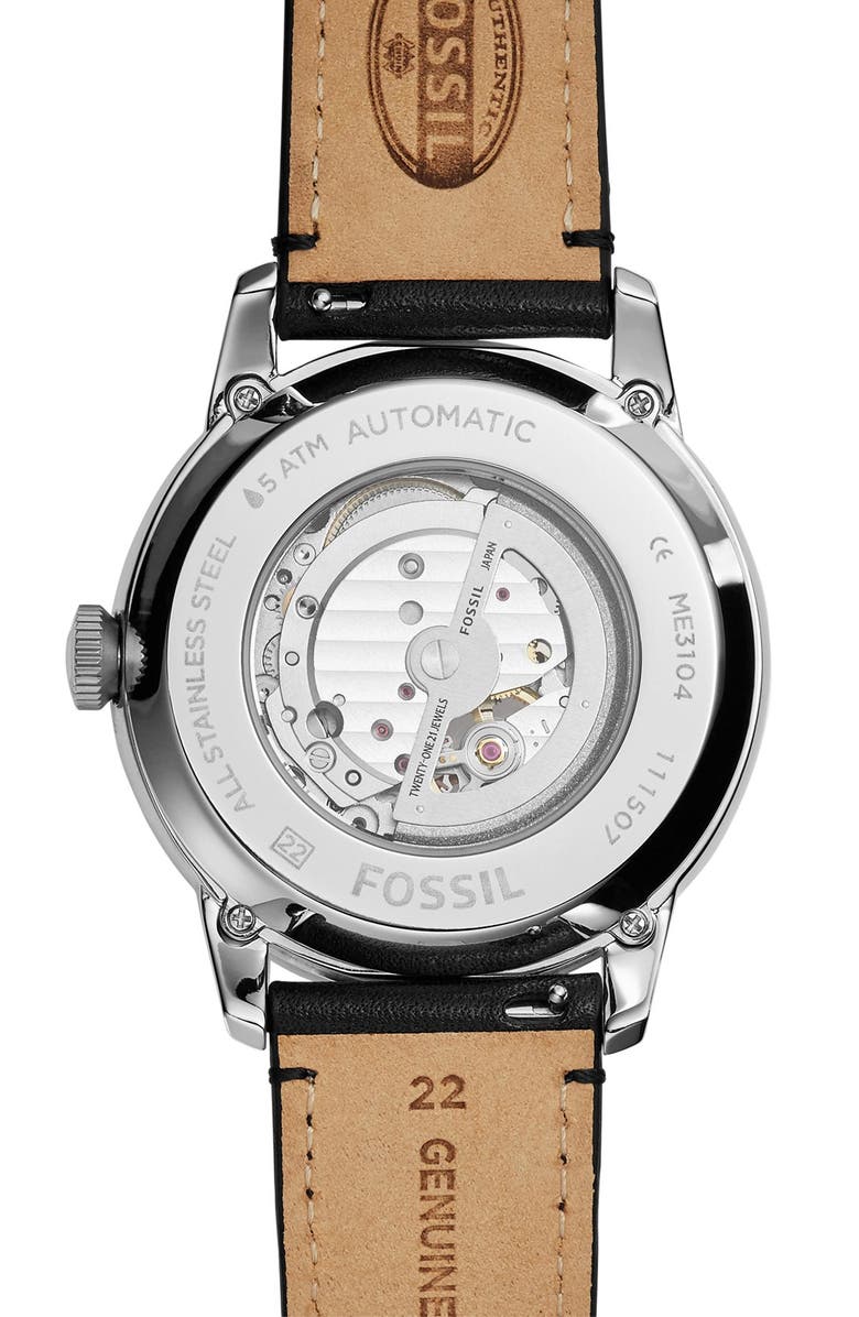 Fossil 'Townsman' Automatic Leather Strap Watch, 44mm, Alternate, color,