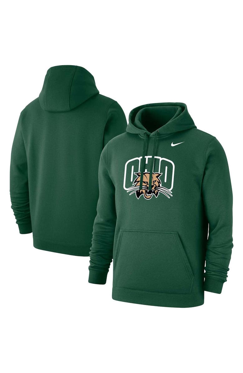 Nike Men's Nike Green Ohio Bobcats Club Fleece Pullover Hoodie, Main, color,