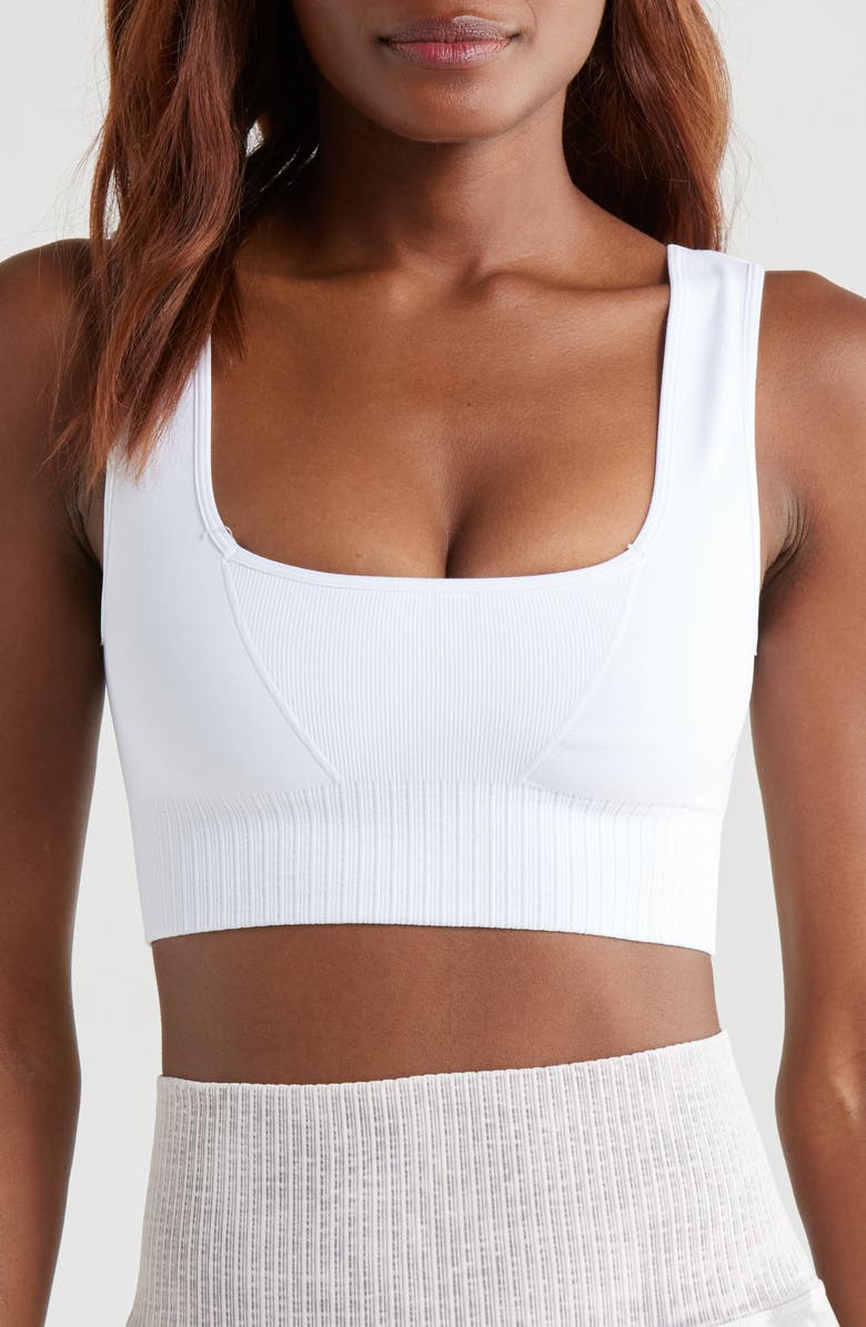 Free People FP Movement Karma Square Neck Sports Bra, Main, color, White