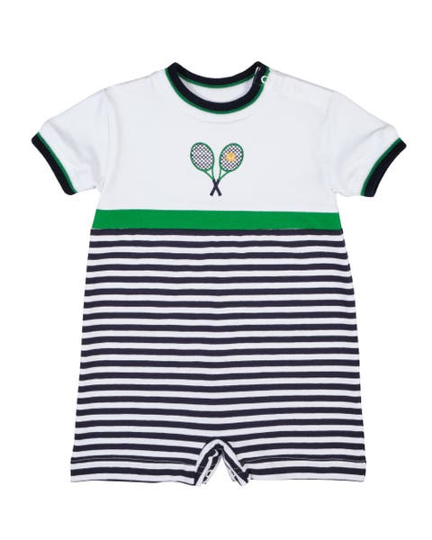 Stripe Knit Shortall with Tennis Rackets (Baby)