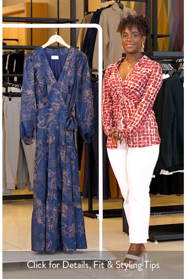 Lilian Long Sleeve Satin Maxi Wrap Dress video