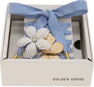 Golden Goose Skins Faux Pearl Flower & Butterfly Charm Shoelaces