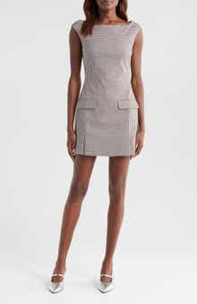 STAUD Walker Micro Check Sheath Dress