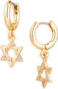 Leith Star of David Cubic Zirconia Drop Huggie Hoop Earrings