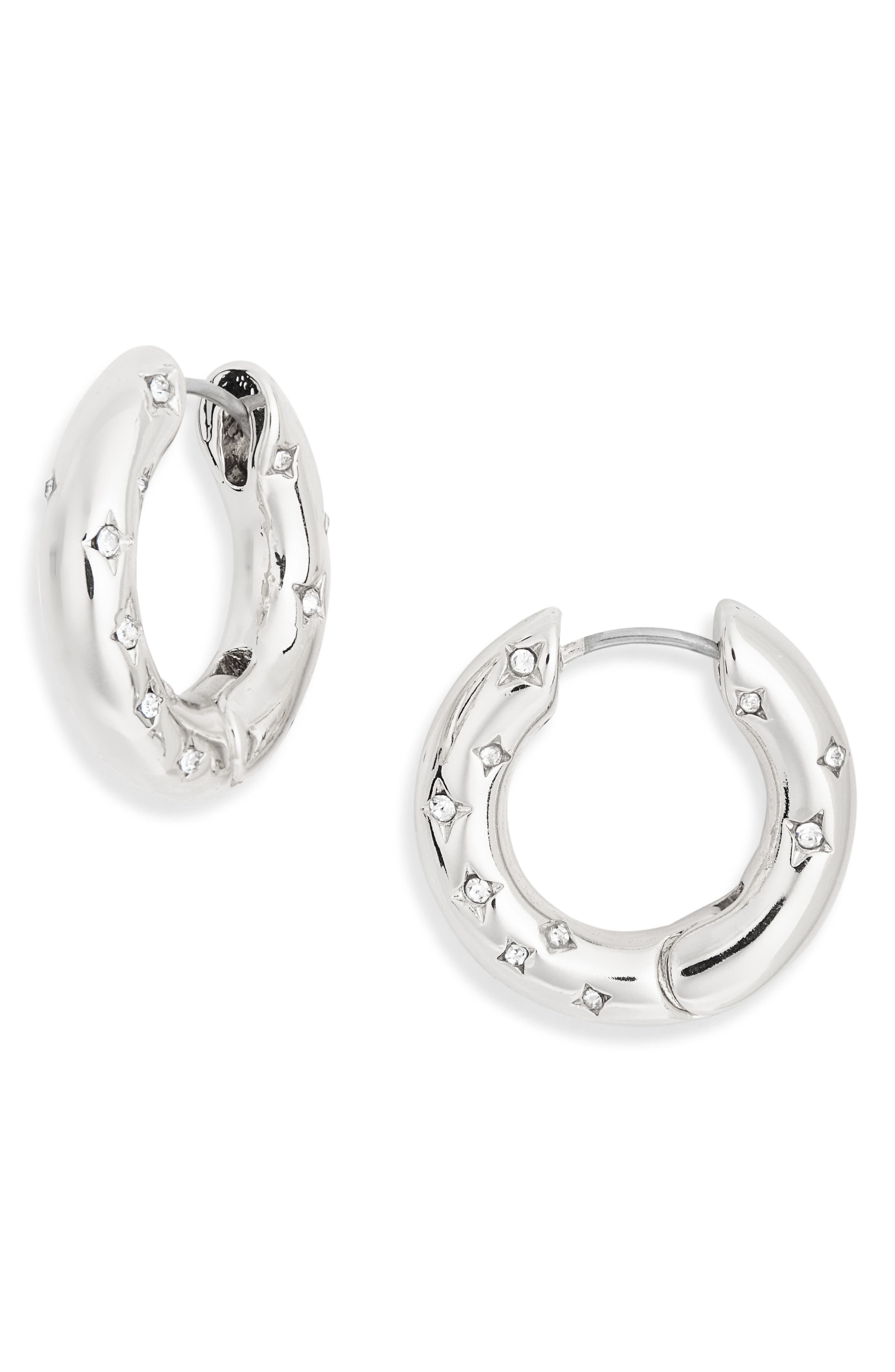NORDSTROM RACK Scattered Crystal Hoop Earrings