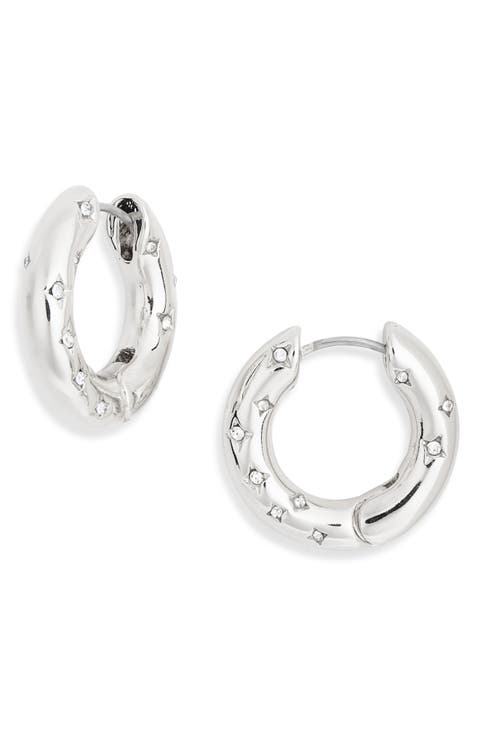 Scattered Crystal Hoop Earrings