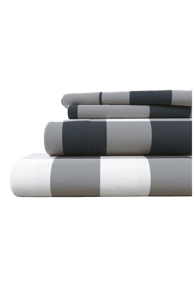 Turkish Cotton Flannel Plaid Sheet Set, Main, color, BUFFALO CHECK - NAVY