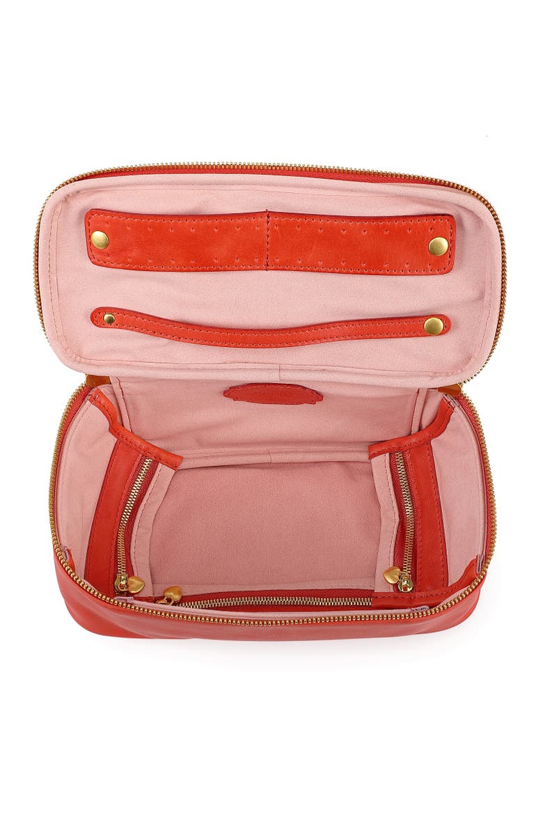 Celosia Genuine Leather Rectangular Jewelry Case, Alternate, color, Coral