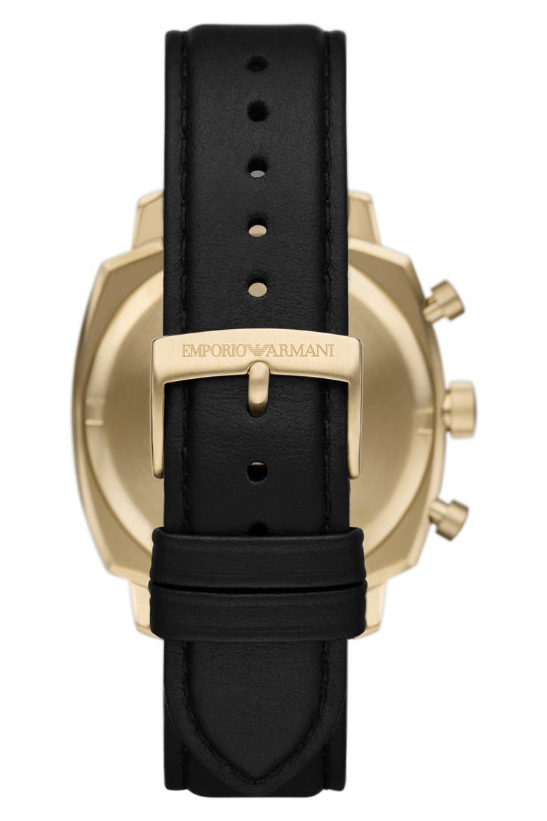Chronograph Leather Strap Watch, 40mm, Alternate, color, BLACK