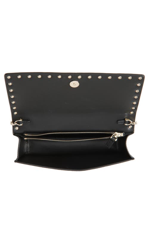 Shop Valentino Garavani Rockstud Leather Wallet On A Chain In Black