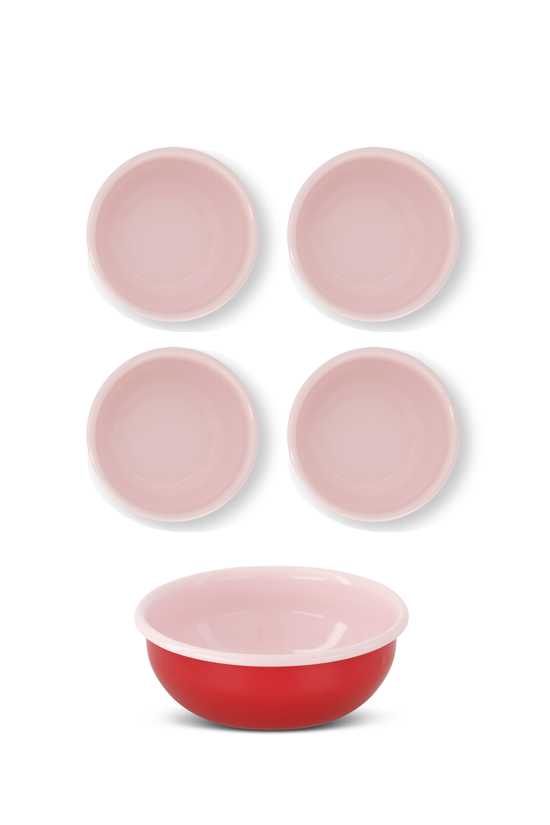 Two Tone Enamel Cereal Bowl - Set of 4, Main, color, Red & Pink