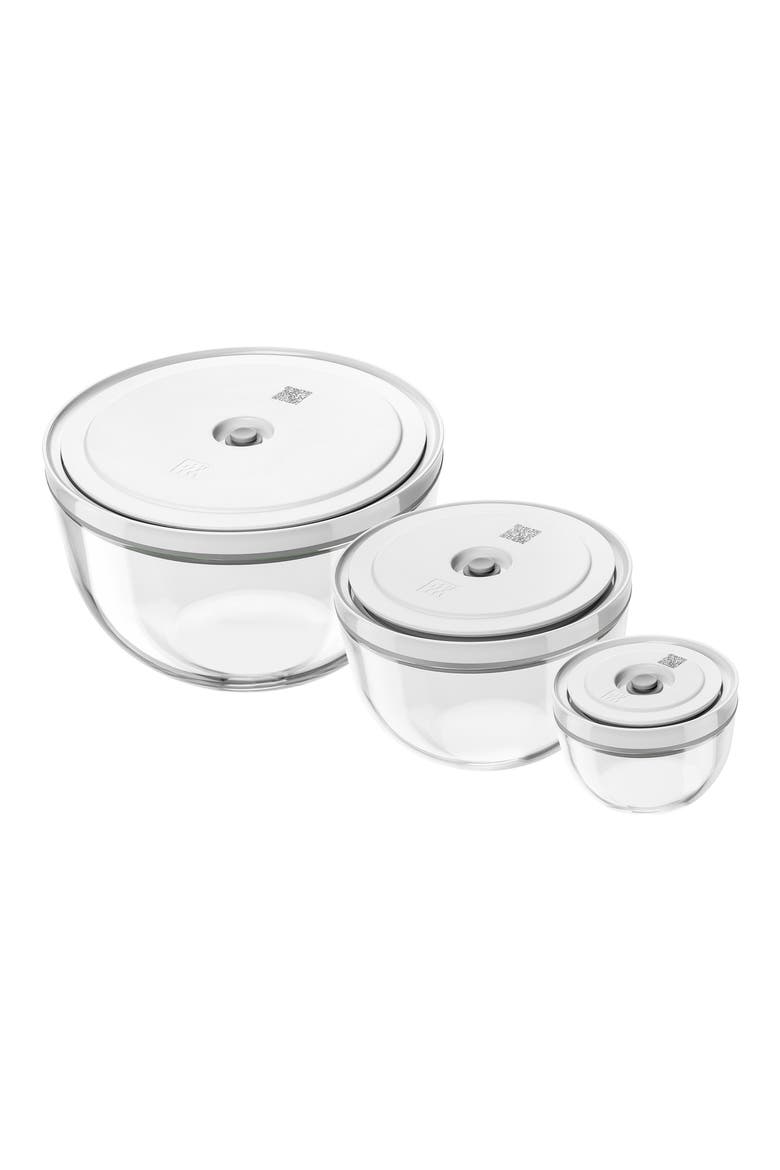 Fresh & Save 3-Piece Glass Bowl & Lid Set, Main, color, CLEAR